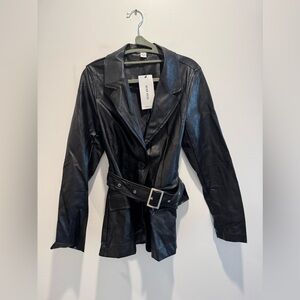 Neon Rose Faux Leather Jacket NWT